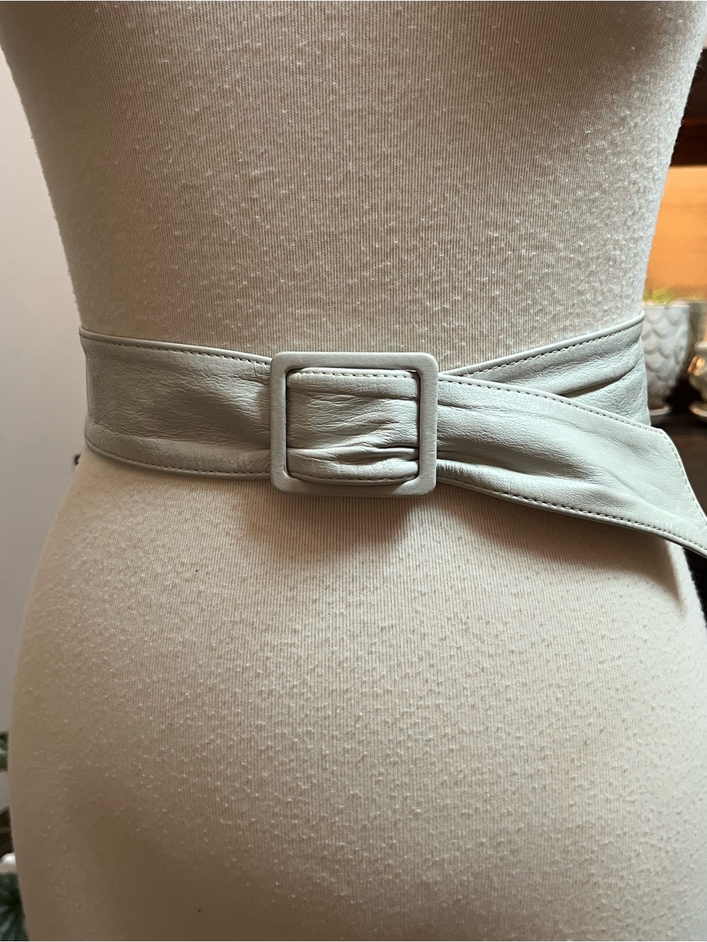Vintage 1980s Accessories by Pearl Wide Gray Leather Cinch Belt